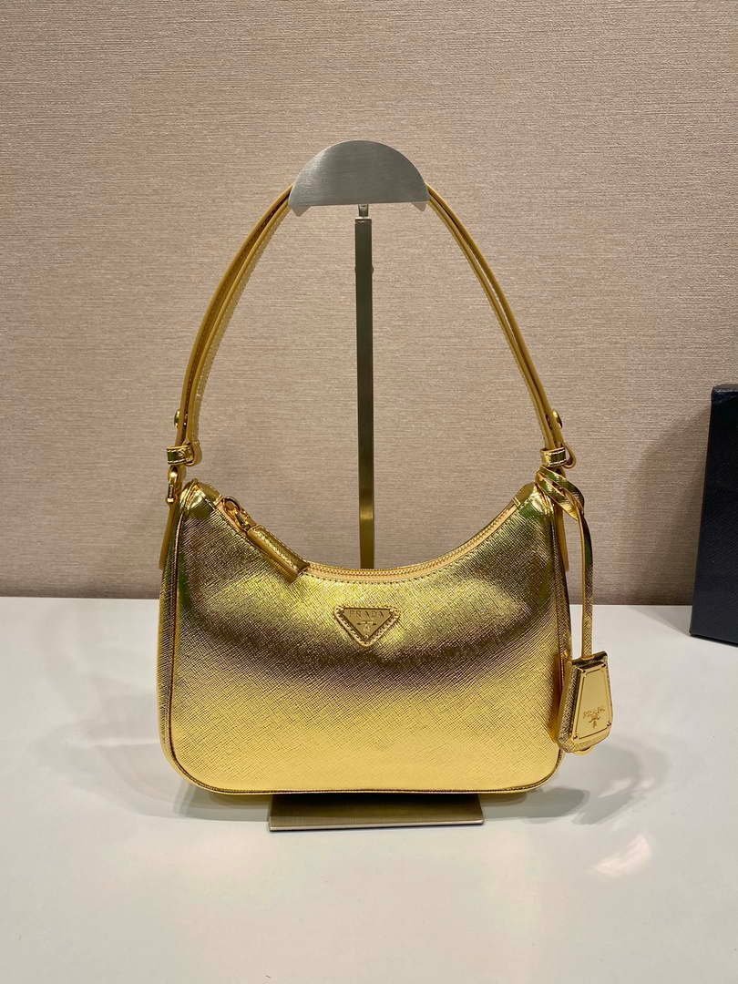 65324c862e25f.jpg Replica Prada 1BC204 Saffiano Leather Mini-Bag Gold - Image 1