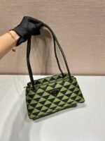 Replica Prada 1BA368 From The Runway Small embroidered fabric Prada Symbole bag Black Ivy Green