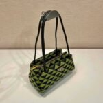 Replica Prada 1BA368 From The Runway Small embroidered fabric Prada Symbole bag Black Ivy Green - Image 2
