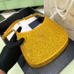 Replica Prada 1BC169 Prada Cleo satin bag with appliqués Gold Yellow - Image 2