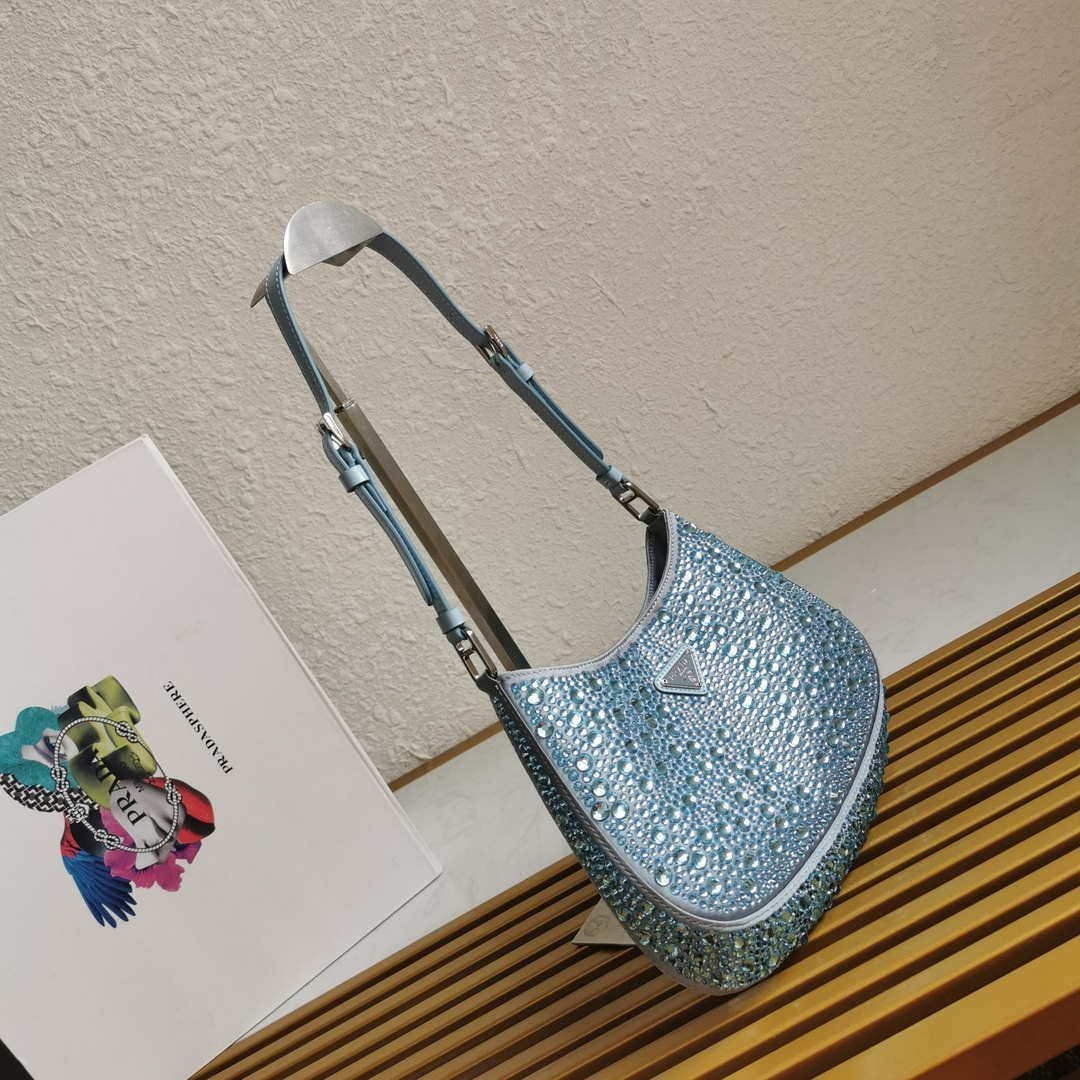 65324d5099b26.jpg Replica Prada 1BC169 Prada Cleo satin bag with appliqués Pink - Image 1