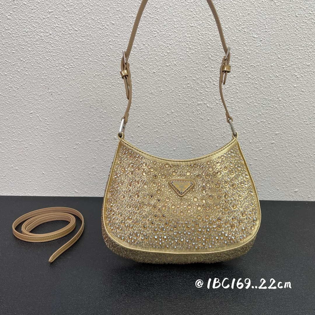 65324d5cc52eb.jpg Replica Prada 1BC169 Prada Cleo satin bag with appliqués Gold - Image 1