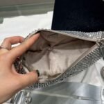 Replica Prada 1NE190 Crystal-studded satin pouch Gray - Image 2
