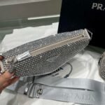Replica Prada 1NE190 Crystal-studded satin pouch Gray - Image 5