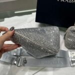 Replica Prada 1NE190 Crystal-studded satin pouch Gray - Image 6