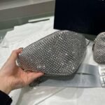 Replica Prada 1NE190 Crystal-studded satin pouch Gray - Image 7