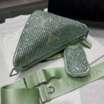 Replica Prada 1NE190 Crystal-studded satin pouch Green - Image 7