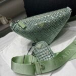 Replica Prada 1NE190 Crystal-studded satin pouch Green - Image 8