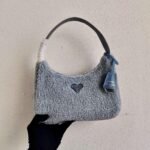 Replica Prada 1NE515 Re Edition 2000 Shearling Mini Bag Blue - Image 7