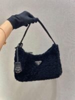 Replica Prada 1NE515 Re Edition 2000 Shearling Mini Bag Black - Image 9