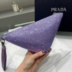 Replica Prada 1NE039 Crystal-studded satin pouch Purple - Image 5