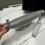 Replica Prada 1NE039 Crystal-studded satin pouch Gray - Image 2
