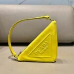 Replica Prada 1NQ043 Triangle leather pouch Yellow