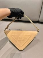 Replica Prada 1NQ043 Triangle leather pouch Apricot - Image 2