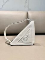 Replica Prada 1NQ043 Triangle leather pouch White