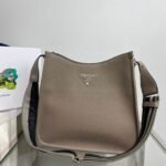 Replica Prada Leather hobo bag 1BC073 Clay Gray - Image 5