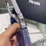 Replica Prada 1BC169 Prada Cleo satin bag with appliqués Purple - Image 7