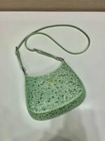 Replica Prada 1BC169 Prada Cleo satin bag with appliqués Green - Image 2