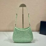 Replica Prada 1BC169 Prada Cleo satin bag with appliqués Green - Image 3