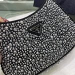 Replica Prada 1BC169 Prada Cleo satin bag with appliqués Black - Image 2