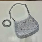 Replica Prada 1BC169 Prada Cleo satin bag with appliqués White - Image 2