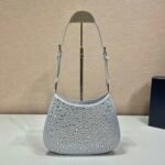 Replica Prada 1BC169 Prada Cleo satin bag with appliqués White - Image 3