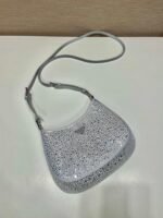 Replica Prada 1BC169 Prada Cleo satin bag with appliqués White - Image 8