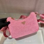 Replica Prada 1BH204 Prada Re-Edition 2005 Raffia Bag in Pink - Image 5