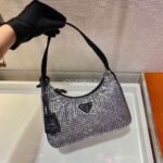 Replica Prada 1NE515 Prada Hobo Diamond Mini Shoulder Bag Sliver - Image 2