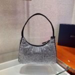 Replica Prada 1NE515 Prada Hobo Diamond Mini Shoulder Bag Sliver - Image 3