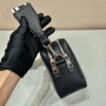 Replica Prada Leather bag with shoulder strap 1BH082 Black - Image 5