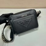 Replica Prada 2VH152 Saffiano leather shoulder bag Black - Image 2