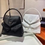 Replica Prada Signaux Nylon and Leather Hobo Bag 1BC160 Black - Image 9