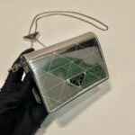 Replica Prada studded card holder with shoulder strap 1MR024 Silver - Image 4