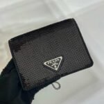 Replica Prada sequins-studded card holder with shoulder strap 1MR024 Black - Image 3