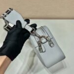 Replica Prada Leather bag with shoulder strap 1BH082 White - Image 3