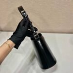 Replica Prada Mini brushed-leather bucket bag 1BE059 Black - Image 5