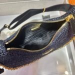 Replica Prada 1BH204 Prada Re-Edition 2005 Raffia Bag in Black - Image 7