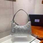 Replica Prada 1NE515 Satin mini-bag with artificial crystals gray - Image 3