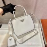 Replica Prada Brushed leather handbag 1BA320 White - Image 2