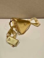 Replica Prada Leather Prada Triangle shoulder bag 1BH190 Gold