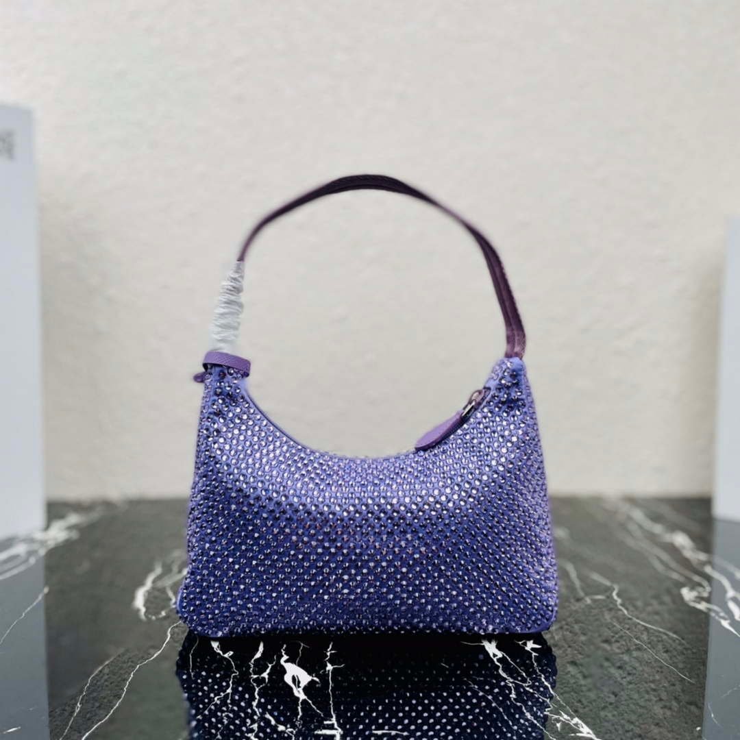 65325b104268a.jpg Replica Prada 1NE515 Satin mini-bag with artificial crystals Purple - Image 1