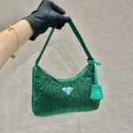Replica Prada 1NE515 Satin mini-bag with artificial crystals Jade green