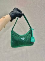 Replica Prada 1NE515 Satin mini-bag with artificial crystals Jade green