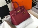 Replica Hermes Birkin Designer Tote Bag Togo Leather 28343 Wine Red - Image 2