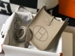 Replica Hermes Evelyne Bag Designer Hermes Mini Crossbody Real Bag 20425 Light Grey - Image 2