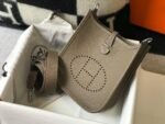 Replica Hermes Evelyne Bag Designer Hermes Mini Crossbody Real Bag 20423 Gray - Image 2