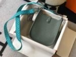 Replica Hermes Evelyne Bag Hermes Mini Crossbody Bag 20412 Silver Buckle Dark Green - Image 3