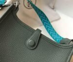 Replica Hermes Evelyne Bag Hermes Mini Crossbody Bag 20412 Silver Buckle Dark Green - Image 5