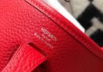 Replica Hermes Evelyne Bag Hermes Mini Crossbody Bag 20411 Silver Buckle Dark Red - Image 6